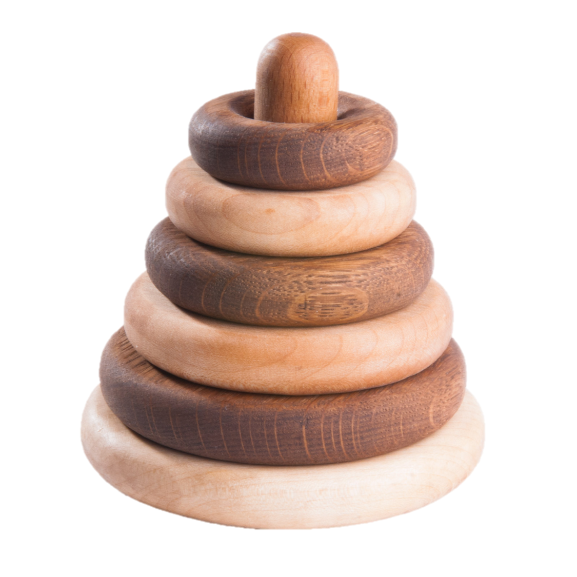 Wooden Stacking Rings Toy From 2 Types of Wood, Small Monon Toys & Crafts